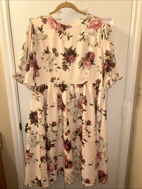 JessaKae Floral Slip Dress in Blush and Cream